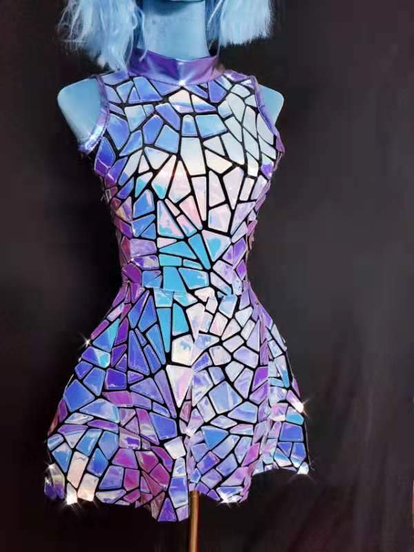 Women'S Sexy Holographic Skater Dress ...